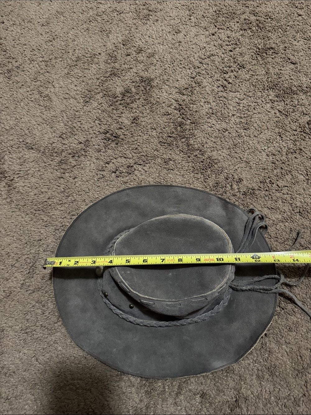 Vintage Handmade Genuine Leather Hat-Made in Mexico-Gray Suede-Wmns Sz M-EUC - Picture 15 of 16